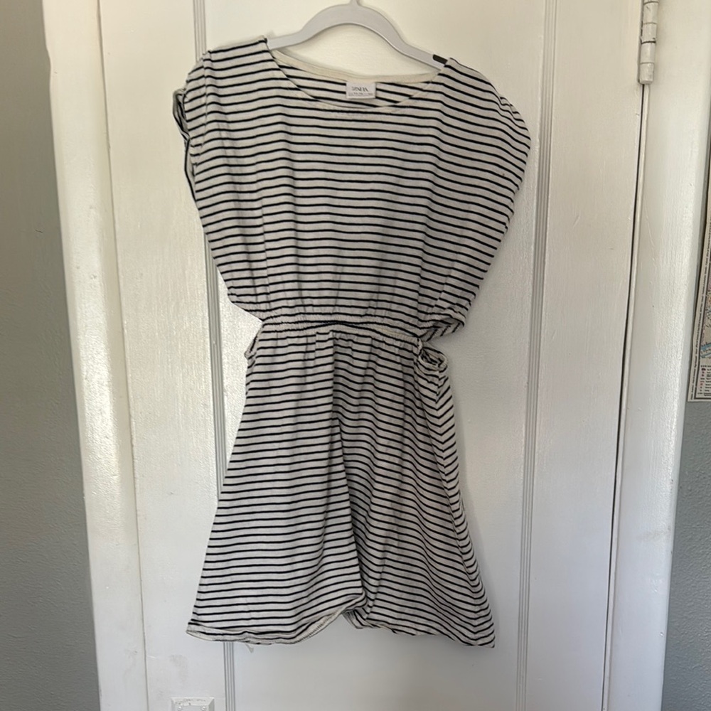 Zara Navy and White Striped Top